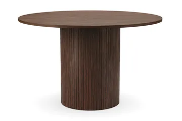 Kopparbo Runt Matbord 120 cm med 4 Filip Matstolar - Mörkbrun / Vit Bouclé - Products - Möbler - Bord & matgrupp - Matgrupp