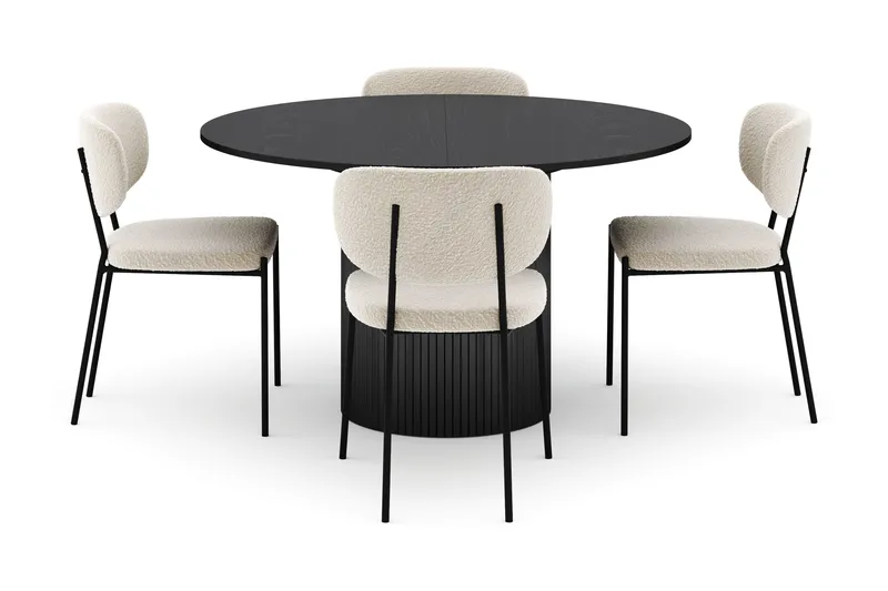 Kopparbo Runt Matbord 130 cm Förlängningsbart med 4 Gemmiano Stolar - Svart - Products - Möbler - Bord & matgrupp - Matgrupp