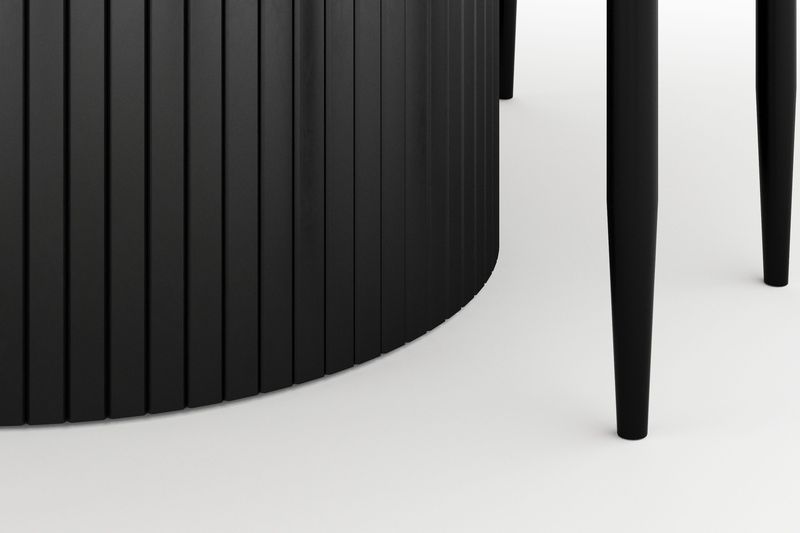 Kopparbo Runt Matbord 130 cm Förlängningsbart med 4 Sawako Stolar - Svart - Products - Möbler - Bord & matgrupp - Matgrupp