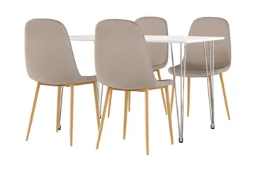 Kronblom Matbord 120 cm +  4 st Nibe stol brun med ek ben - Vit/Brun - Products - Möbler - Bord & matgrupp - Matgrupp