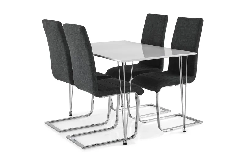 Kronblom Matgrupp 120 cm med 4 Cibus Stol - Vit/Krom/Grå - Products - Möbler - Bord & matgrupp - Matgrupp