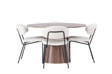 Lanzo Matgrupp 120 cm Rund med 4 Chico Stolar - Natur - Products - Möbler - Bord & matgrupp - Matgrupp