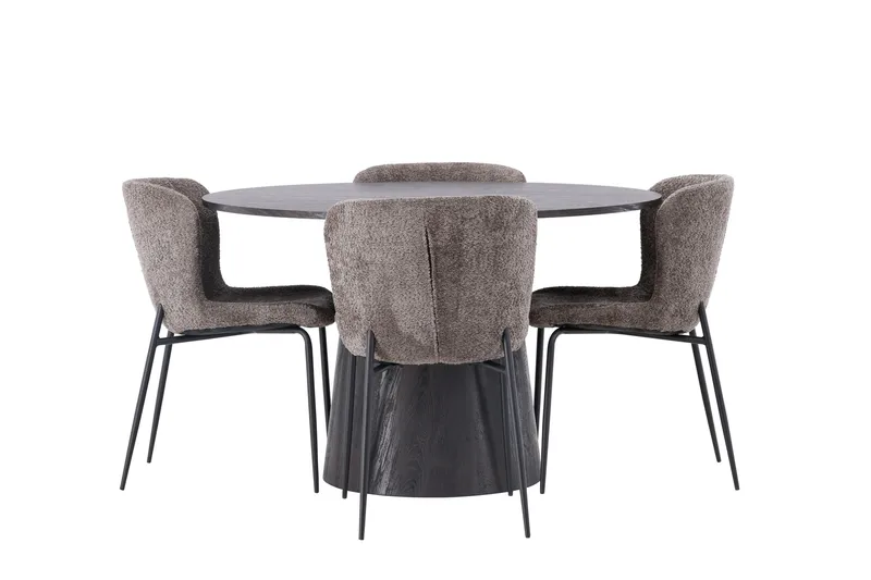 Lanzo Matgrupp 120 cm Rund med 4 Modesto stolar - Svart - Products - Möbler - Bord & matgrupp - Matgrupp