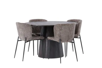 Lanzo Matgrupp 120 cm Rund med 4 Modesto stolar - Svart - Products - Möbler - Bord & matgrupp - Matgrupp