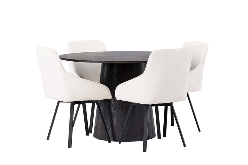 Lanzo Matgrupp 120 cm Rund med 4 Rosie stolar - Beige - Products - Möbler - Bord & matgrupp - Matgrupp