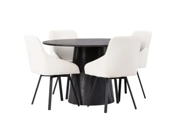 Lanzo Matgrupp 120 cm Rund med 4 Rosie stolar - Beige - Products - Möbler - Bord & matgrupp - Matgrupp