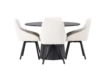 Lanzo Matgrupp 120 cm Rund med 4 Rosie stolar - Beige - Products - Möbler - Bord & matgrupp - Matgrupp