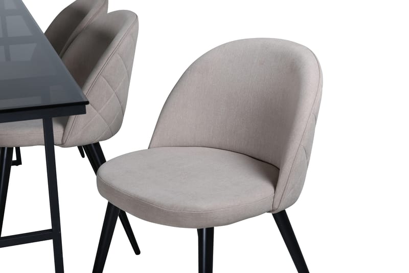 Leif Matgrupp 200 cm Rektangulär med 6 Velvet stolar - Beige - Products - Möbler - Bord & matgrupp - Matgrupp