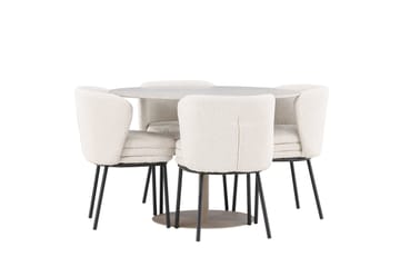 Lycke Matgrupp 110 cm Rund med 4 Agnes stolar - Beige/Vit - Products - Möbler - Bord & matgrupp - Matgrupp