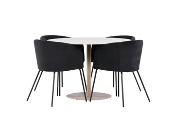 Lycke Matgrupp 110 cm Rund med 4 Berit stolar - Beige/Svart - Products - Möbler - Bord & matgrupp - Matgrupp