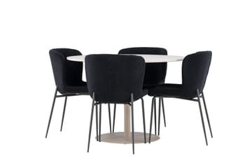 Lycke Matgrupp 110 cm Rund med 4 Modesto stolar - Beige/Svart - Products - Möbler - Bord & matgrupp - Matgrupp