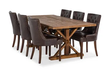 Lyon Förlängningsbar Matgrupp 200 cm med 6 Tuva Fåtölj - Natur/Brun - Products - Möbler - Bord & matgrupp - Matgrupp