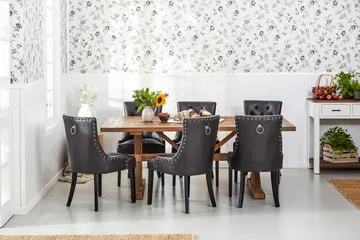 Lyon Förlängningsbar Matgrupp 200 cm med 6 Tuva Fåtölj - Natur/Svart - Products - Möbler - Bord & matgrupp - Matgrupp