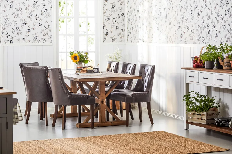 Lyon Förlängningsbar Matgrupp 200 cm med 6 Tuva Stol - Natur / Brun - Products - Möbler - Bord & matgrupp - Matgrupp