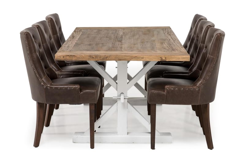 Lyon Förlängningsbar Matgrupp 200 cm med 6 Tuva Stol - Natur/Vit/Brun - Products - Möbler - Bord & matgrupp - Matgrupp