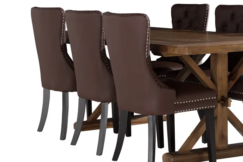 Lyon Matgrupp 200x100 cm inkl 6 Bergviken Stolar Konstläder - Brun - Products - Möbler - Bord & matgrupp - Matgrupp