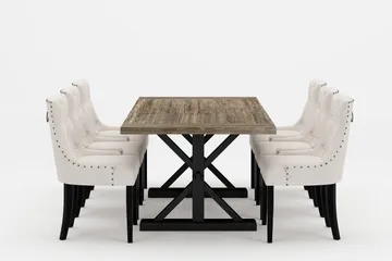 Lyon Premium Matgrupp 200-290 cm + 6 Viktoria Stolar - Vit/Brun - Products - Möbler - Bord & matgrupp - Matgrupp