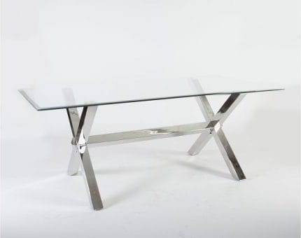 Maine glasbord 200x95 cm - Kromade ben - Metall / vit - Products - Möbler - Bord & matgrupp - Matbord & köksbord