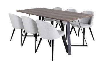 Malvina Matgrupp 180 cm inkl 6 Sedavi Stolar - Grå/Svart - Products - Möbler - Bord & matgrupp - Matgrupp