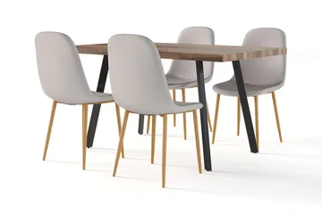 Marcelen Matbord Förlängningsbart med illäggsskiva +  4 st Nibe stol grå med ek ben - Brun/Grå - Products - Möbler - Bord & matgrupp - Matgrupp