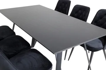 Marina Matgrupp 180 cm Rektangulär med 6 Velvet Deluxe stolar - Svart - Products - Möbler - Bord & matgrupp - Matgrupp