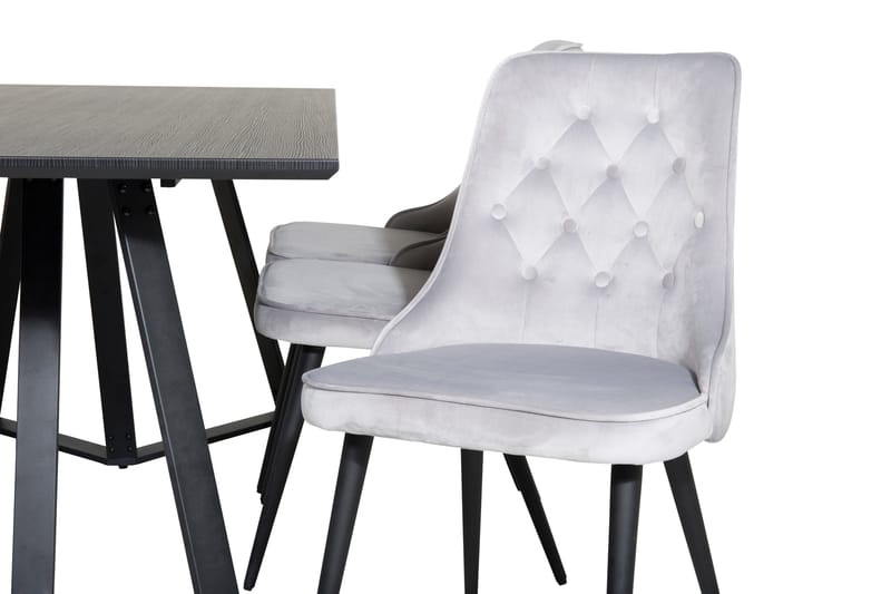 Marina Matgrupp 180 cm Rektangulär med 6 Velvet Deluxe stolar - Svart - Products - Möbler - Bord & matgrupp - Matgrupp