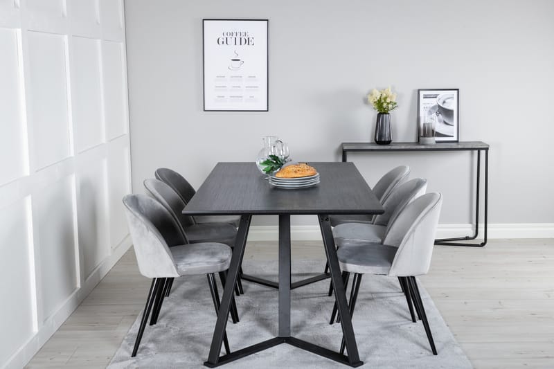 Marina Matgrupp 180 cm Rektangulär med 6 Velvet stolar - Svart - Products - Möbler - Bord & matgrupp - Matgrupp