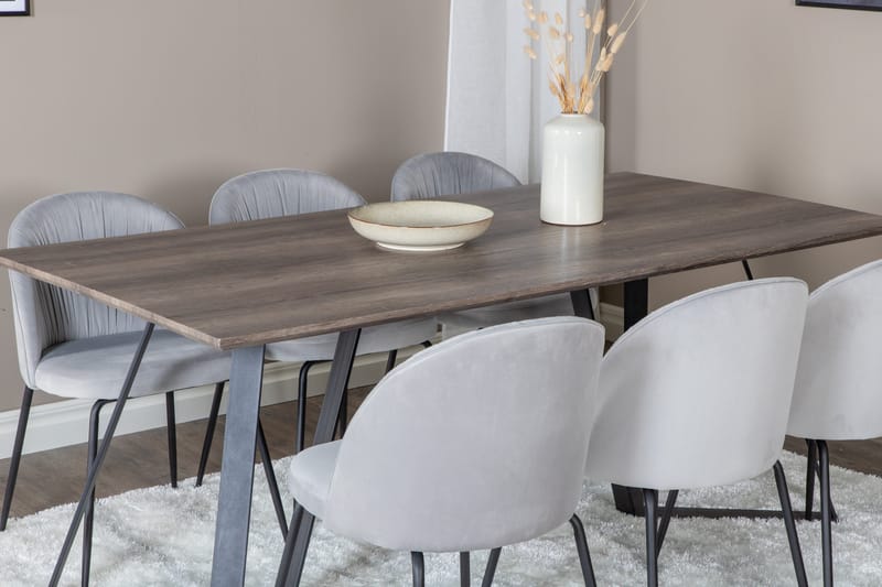 Marina Matgrupp 180 cm Rektangulär med 6 Wrinkles stolar - Svart - Products - Möbler - Bord & matgrupp - Matgrupp