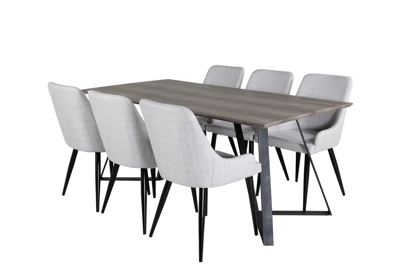 Marina Matgrupp 180 cm Rektangulär med 6 Plaza stolar - Svart - Products - Möbler - Bord & matgrupp - Matgrupp