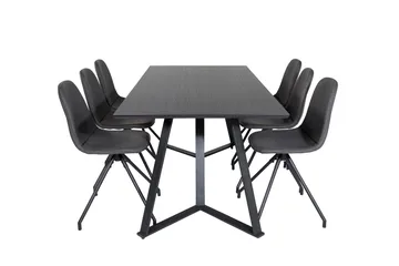 Marina Matgrupp 180 cm Rektangulär med 6 Polar stolar - Svart - Products - Möbler - Bord & matgrupp - Matgrupp