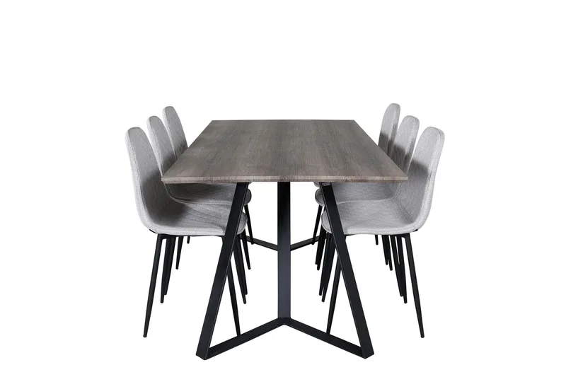 Marina Matgrupp 180 cm Rektangulär med 6 Polar stolar, Svart