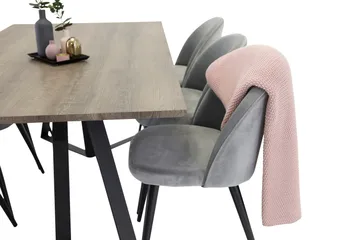 Marina Matgrupp 180 cm Rektangulärt med 6 Velvet Sammet Matstolar - Svart / Grå / Brun - Products - Möbler - Bord & matgrupp - Matgrupp
