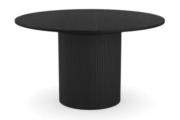 Kopparbo Runt Matbord 130 cm Förlängningsbar med illäggsskiva - Svart Trä / Ribbad - Products - Möbler - Bord & matgrupp - Matbord & köksbord