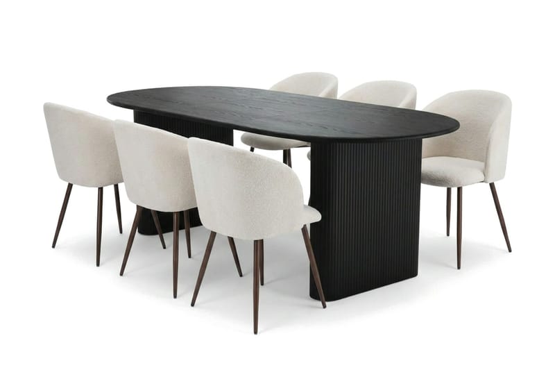 Noira Matgrupp förlängningsbart 160-220 cm Svart med 6 Greya Matstolar - Svart - Products - Möbler - Bord & matgrupp - Matgrupp