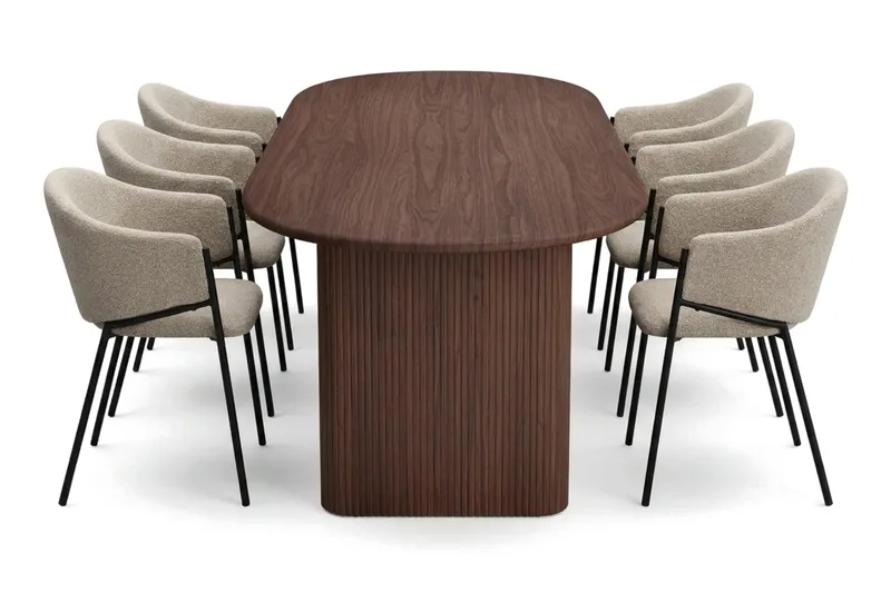 Noira Matgrupp rektangulärt 220 cm Valnöt med 6 Filip Matstolar - Valnöt - Products - Möbler - Bord & matgrupp - Matgrupp