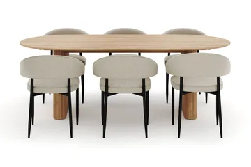 Noira Ovalt Matbord 220 cm med 6 Sawako Stolar - Natur - Products - Möbler - Bord & matgrupp - Matgrupp
