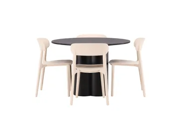 Olivia Matgrupp 110 cm Rund med 4 Åstol Stolar - Beige - Products - Möbler - Bord & matgrupp - Matgrupp