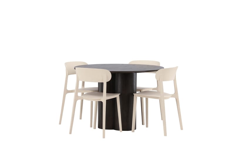 Olivia Matgrupp 110 cm Rund med 4 Åstol stolar - Beige - Products - Möbler - Bord & matgrupp - Matgrupp