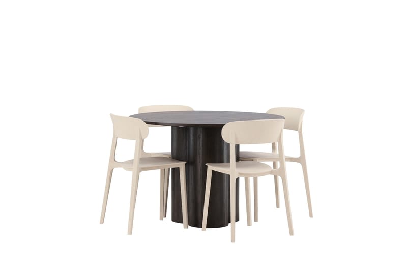 Olivia Matgrupp 110 cm Rund med 4 Åstol stolar - Beige - Products - Möbler - Bord & matgrupp - Matgrupp