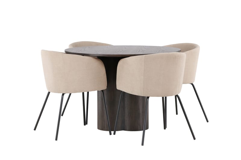 Olivia Matgrupp 110 cm Rund med 4 Berit stolar - Beige - Products - Möbler - Bord & matgrupp - Matgrupp