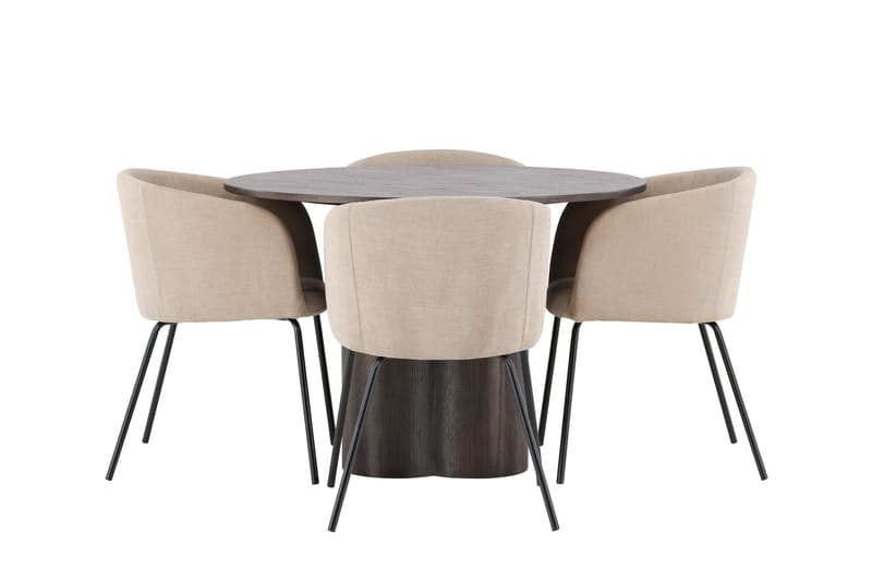Olivia Matgrupp 110 cm Rund med 4 Berit stolar - Beige - Products - Möbler - Bord & matgrupp - Matgrupp