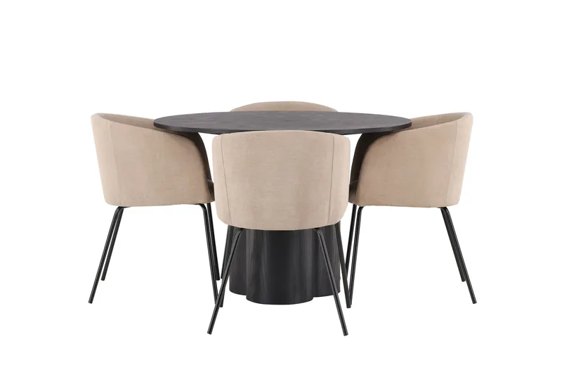 Olivia Matgrupp 110 cm Rund med 4 Berit Stolar, Beige