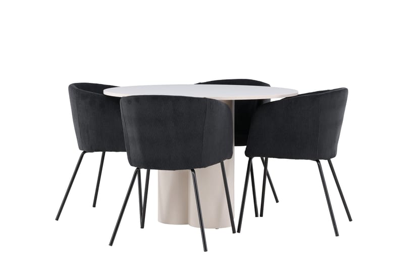 Olivia Matgrupp 110 cm Rund med 4 Berit stolar - Beige/Svart - Products - Möbler - Bord & matgrupp - Matgrupp