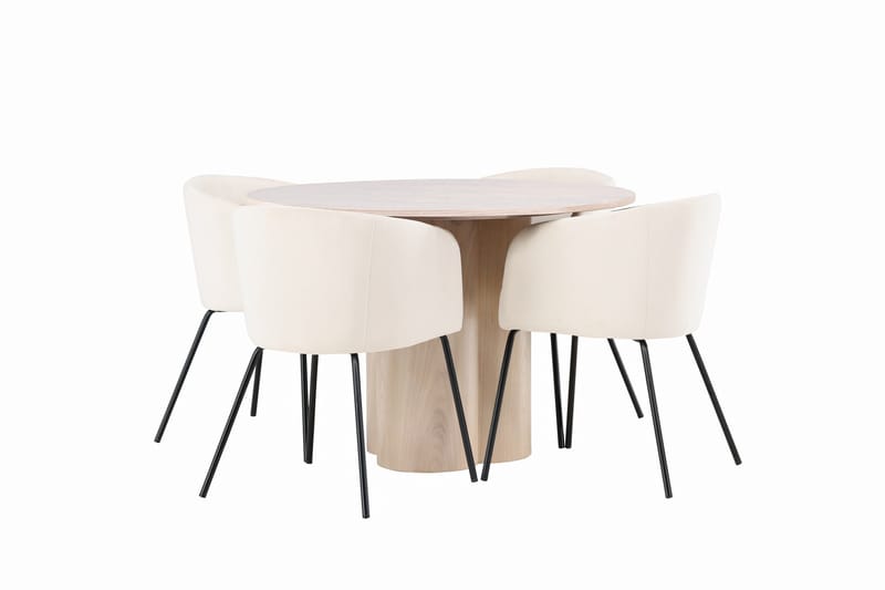 Olivia Matgrupp 110 cm Rund med 4 Berit stolar - Whitewash - Products - Möbler - Bord & matgrupp - Matgrupp