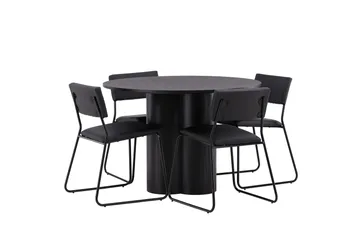 Olivia Matgrupp 110 cm Rund med 4 Kenth Stolar - Svart - Products - Möbler - Bord & matgrupp - Matgrupp