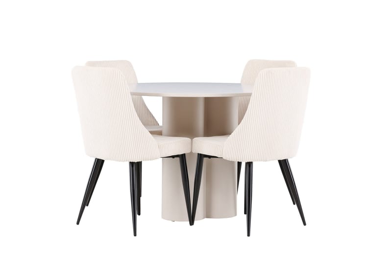 Olivia Matgrupp 110 cm Rund med 4 Leone stolar - Beige/Beige - Products - Möbler - Bord & matgrupp - Matgrupp