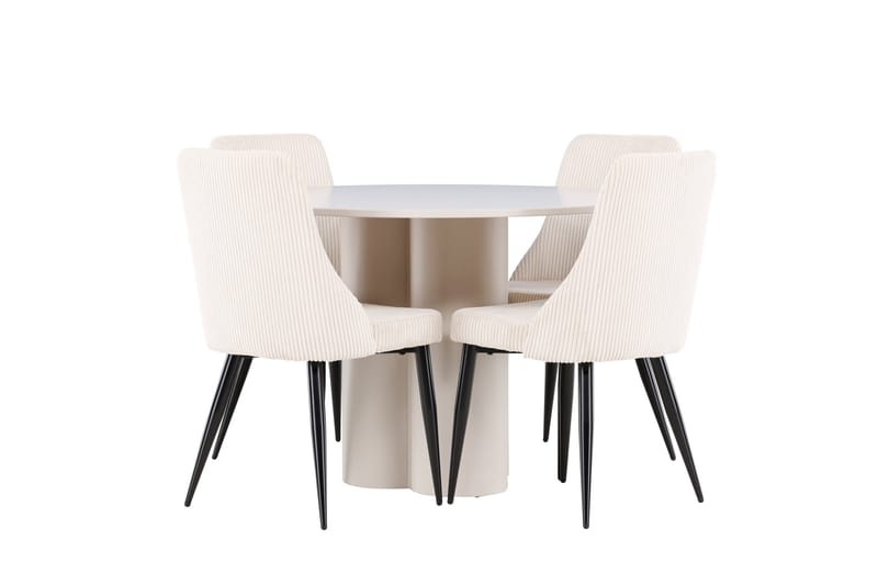 Olivia Matgrupp 110 cm Rund med 4 Leone stolar - Beige/Beige - Products - Möbler - Bord & matgrupp - Matgrupp