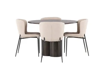 Olivia Matgrupp 110 cm Rund med 4 Modesto stolar - Mörkgrå - Products - Möbler - Bord & matgrupp - Matgrupp