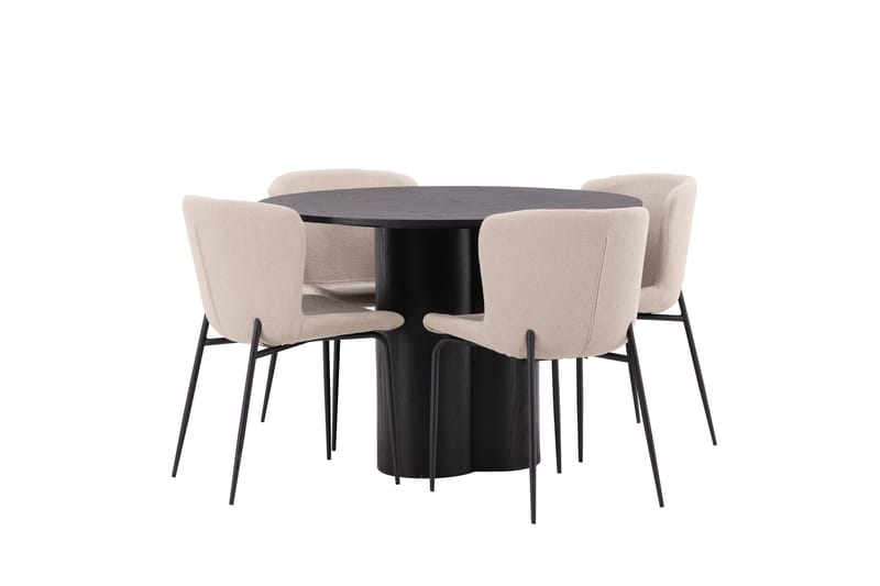 Olivia Matgrupp 110 cm Rund med 4 Modesto Stolar - Svart - Products - Möbler - Bord & matgrupp - Matgrupp