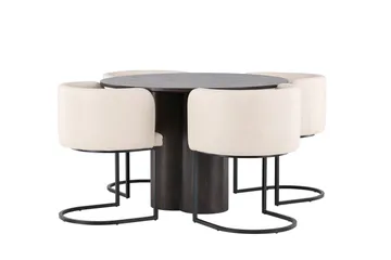 Olivia Matgrupp 110 cm Rund med 4 Simrishamn stolar - Beige - Products - Möbler - Bord & matgrupp - Matgrupp